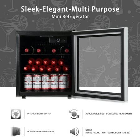 Office or Bar soda or Wine 90 Can or 26 Bottles Mini Fridge freestanding for Home Drink Freezer for Party OKADA Beverage Refrigerator or Wine Cooler with Glass Door for Beer